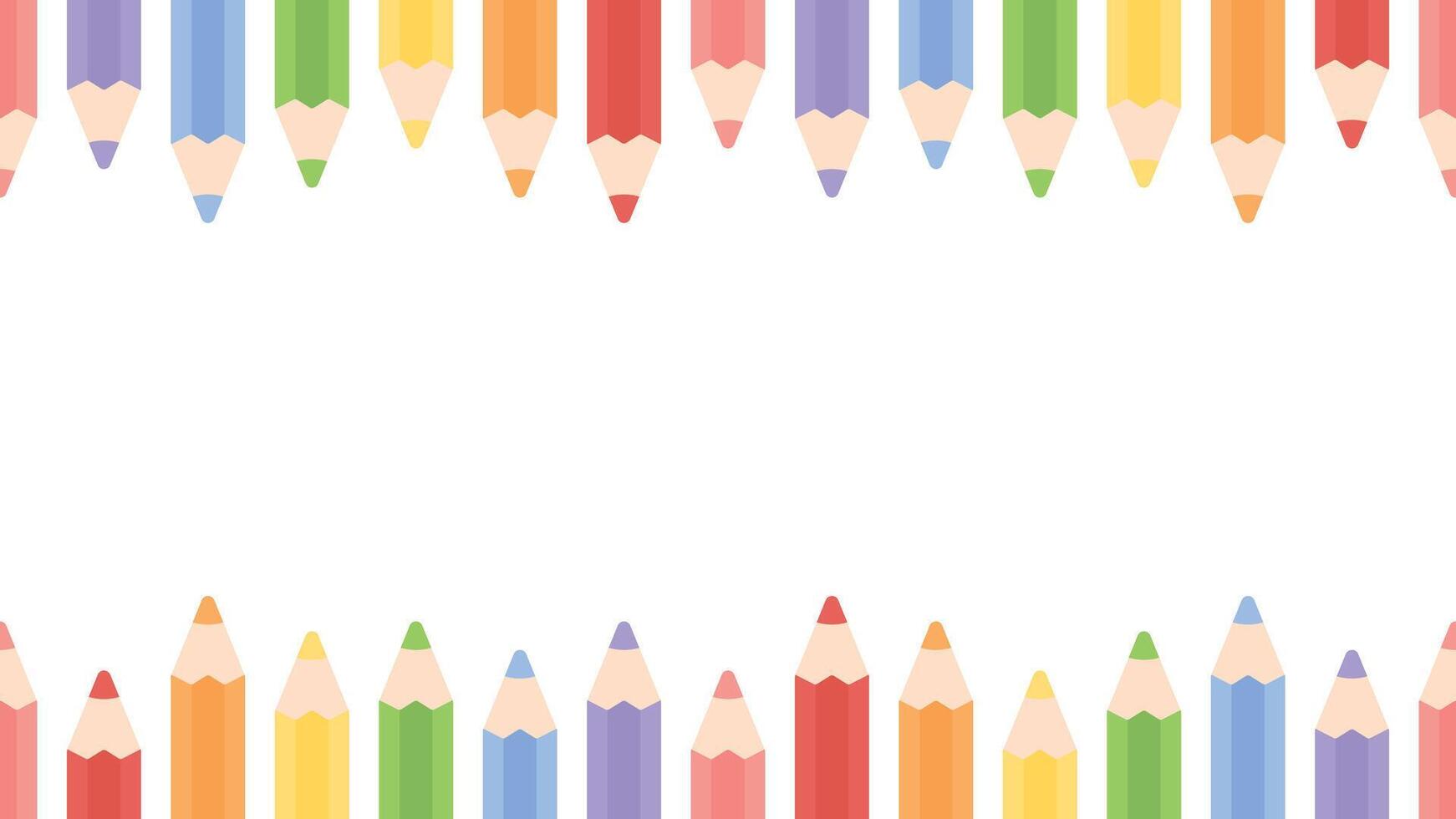 schattig pastel gekleurde potloden bodem grens naadloos patroon achtergrond. vlak vector illustratie. terug naar school- concept.