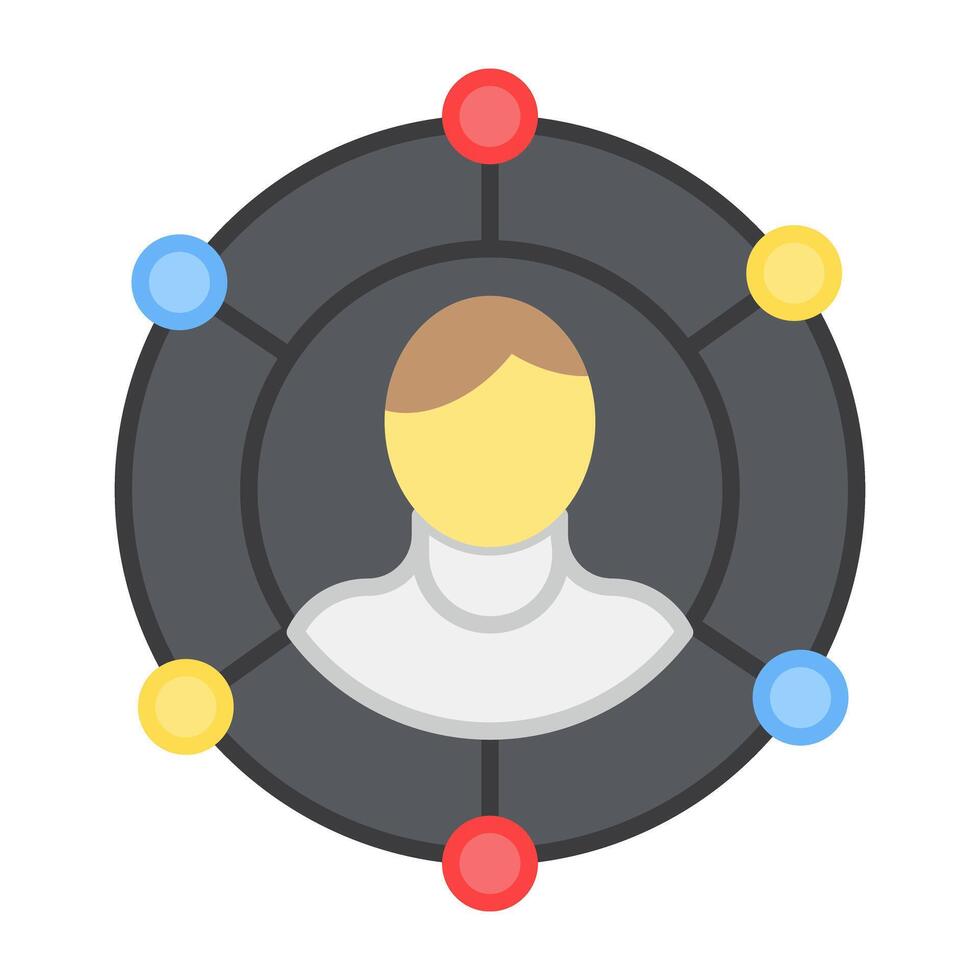 avatar verbonden met knooppunten, concept van gebruiker netwerk icoon vector