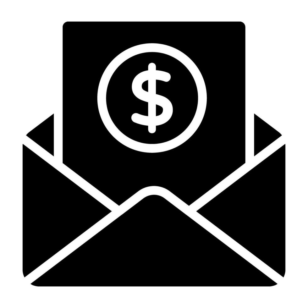 dollar Aan papier binnen envelop, bedrijf mail icoon vector
