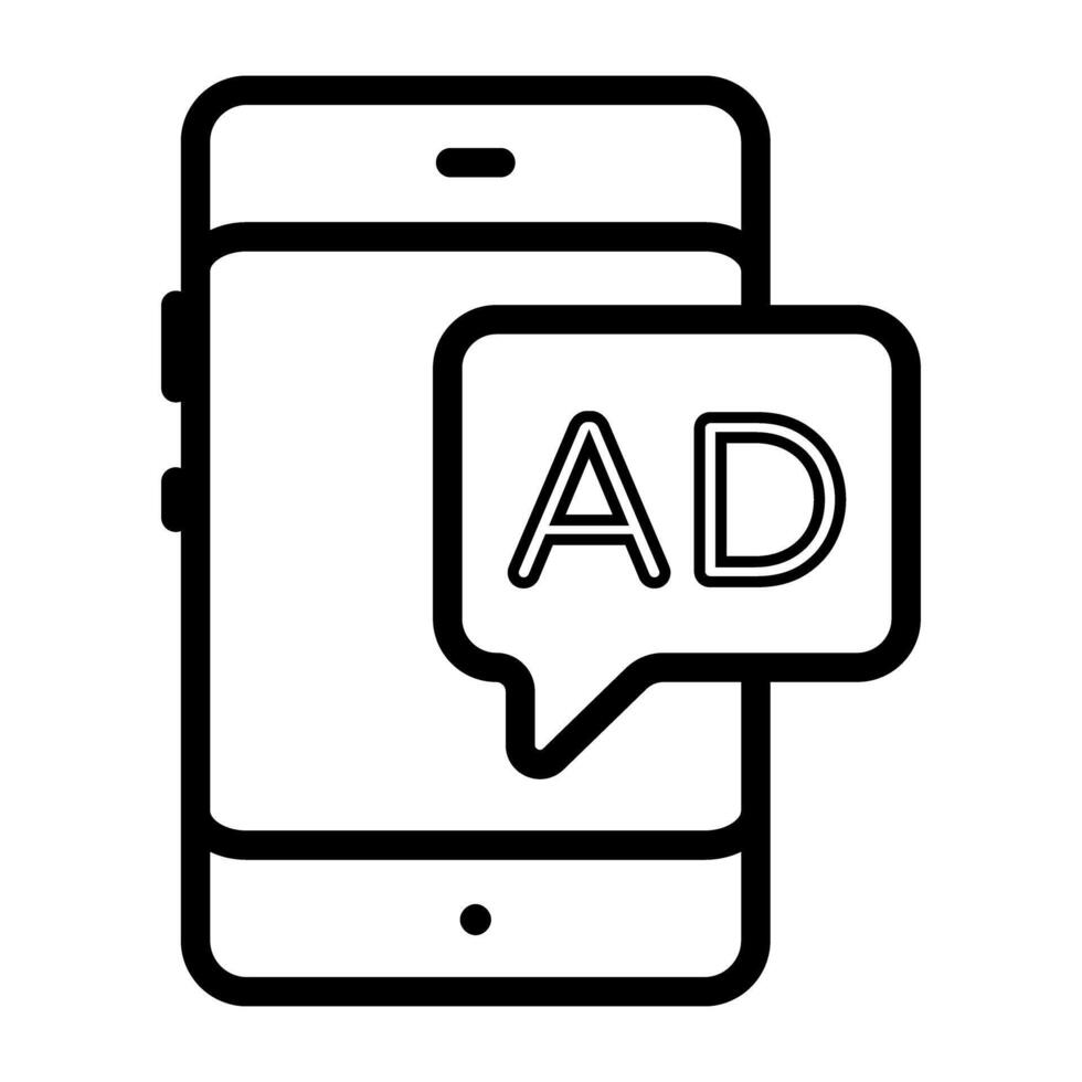 mobiel advertentie icoon in modieus stijl vector