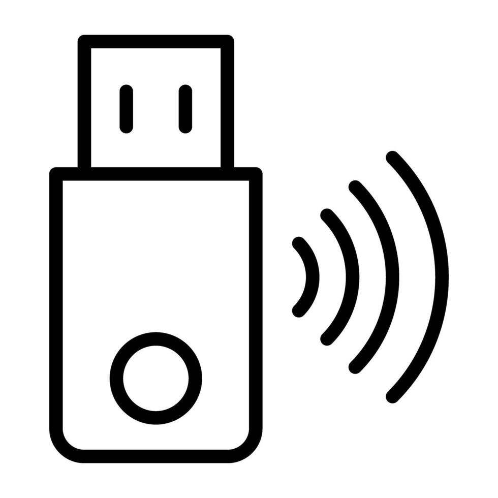 Wifi signalen met pendrive, slim USB icoon vector