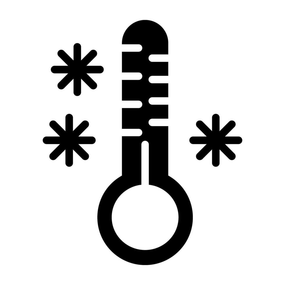 sneeuwvlok met thermometer tonen bewerkbare icoon van verkoudheid weer vector
