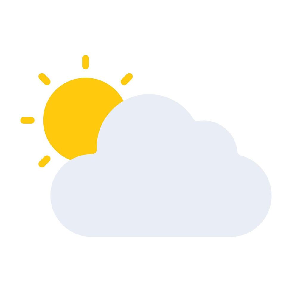 zon met wolk tonen gedeeltelijk bewolkt icoon, isometrische weer vector