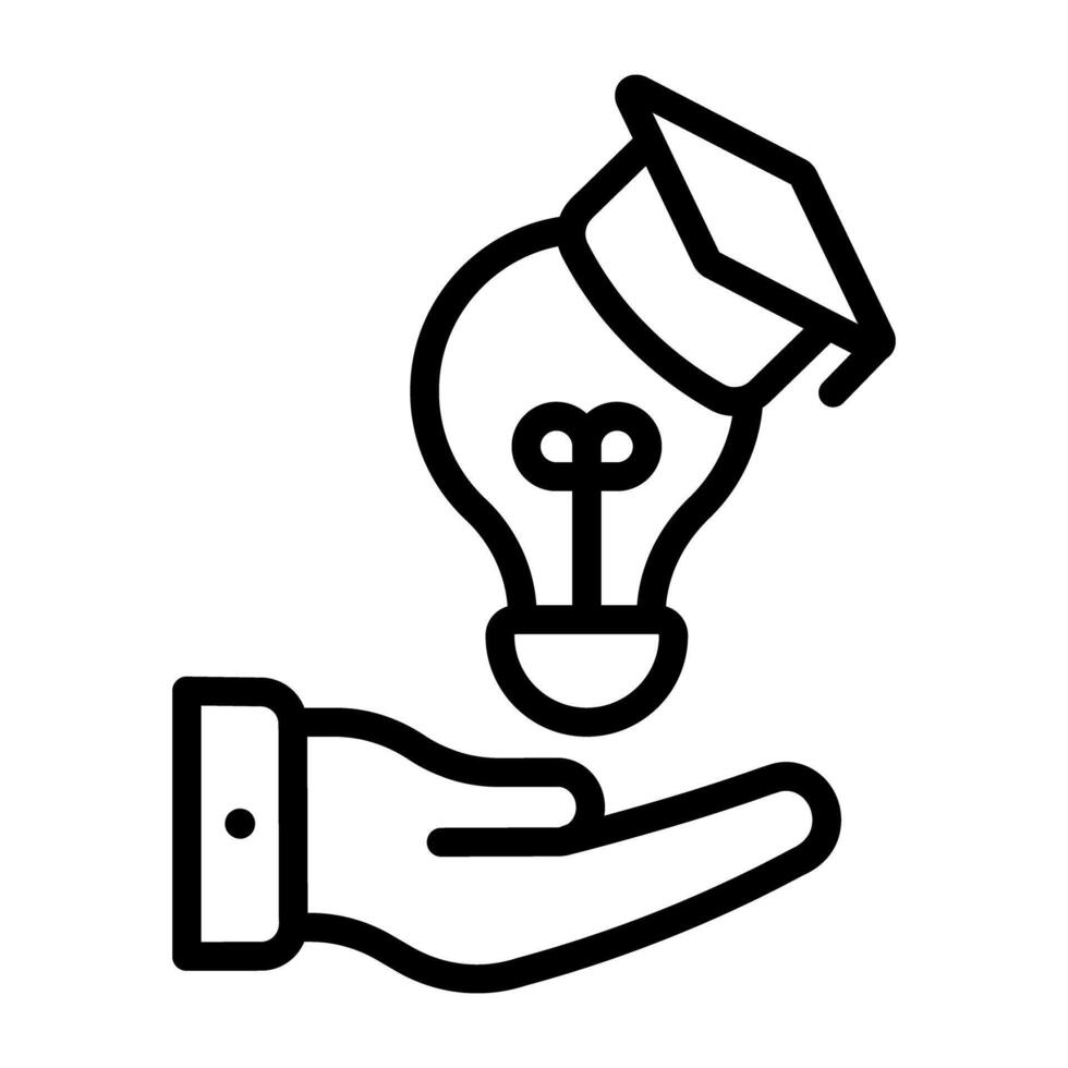 licht lamp Aan hand, idee zorg icoon vector