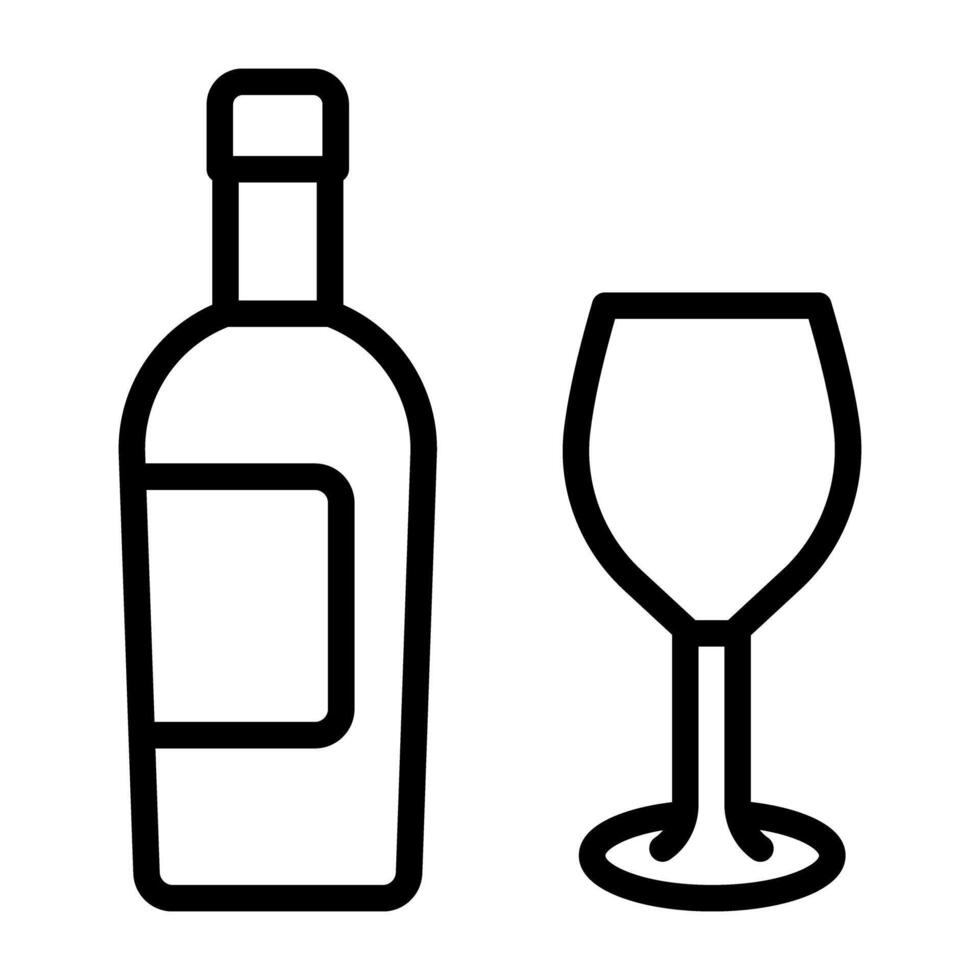 wijnfles met glas pictogram vector