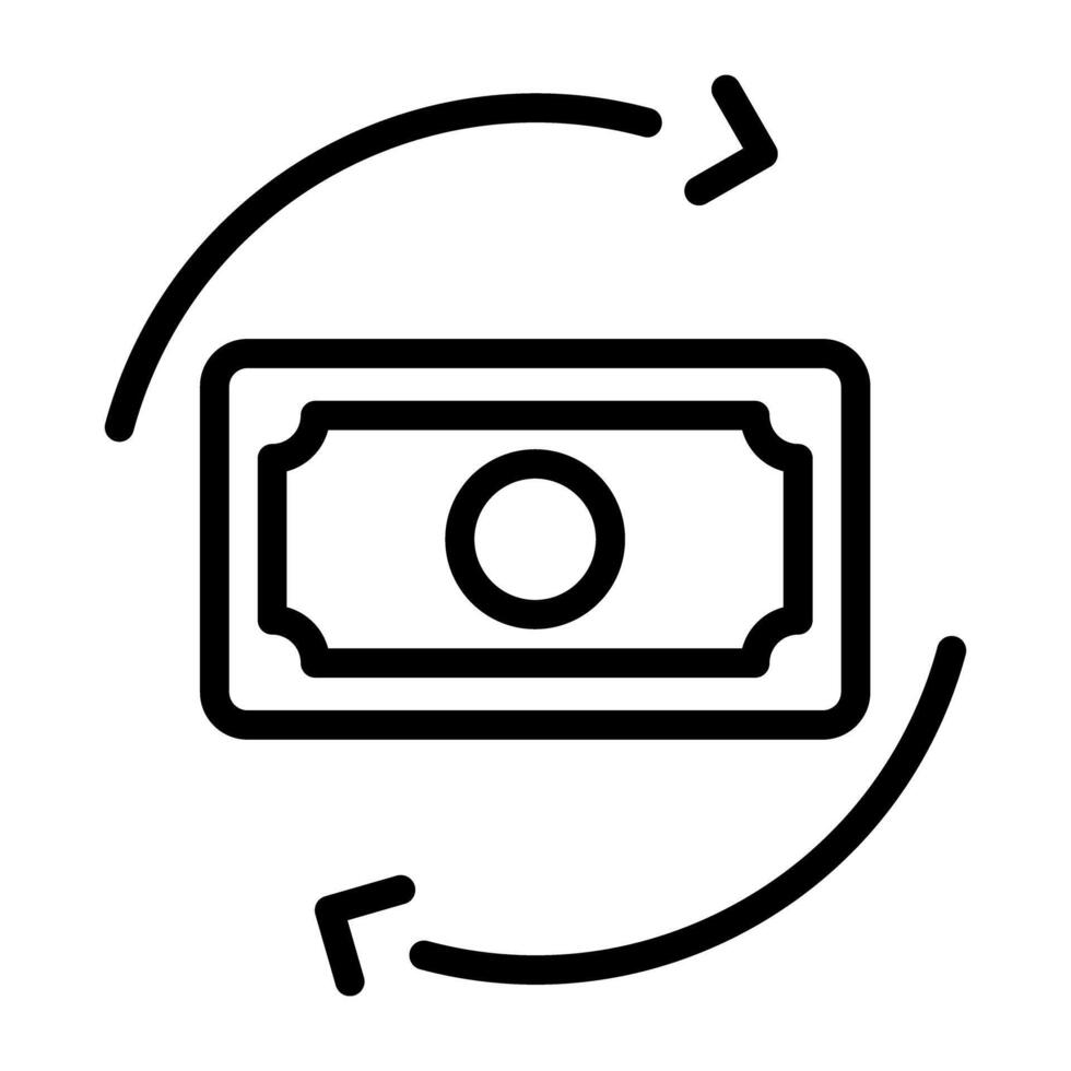 een lineair ontwerp, icoon van geld omwenteling vector
