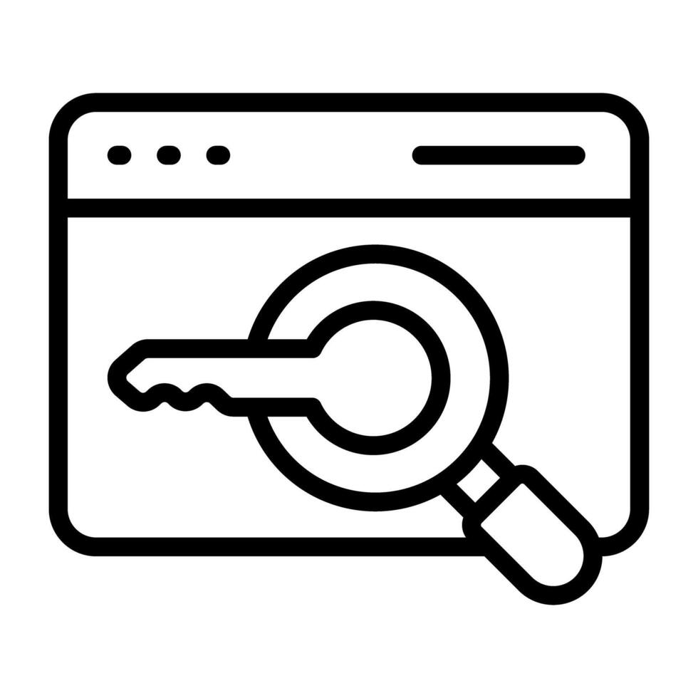 sleutel onder vergroten glas Aan web bladzijde, zoeken trefwoord icoon vector