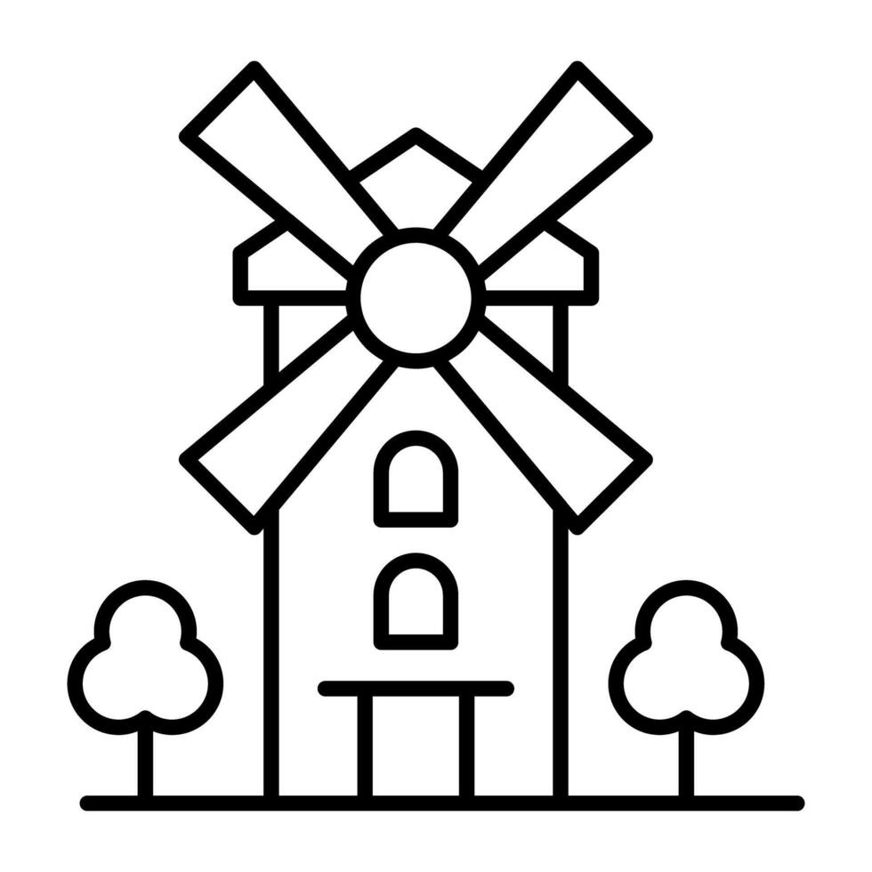een lineair ontwerp, icoon van windmolen vector