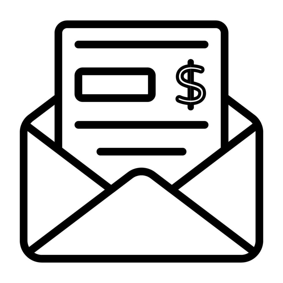 schets ontwerp, icoon van financieel mail vector