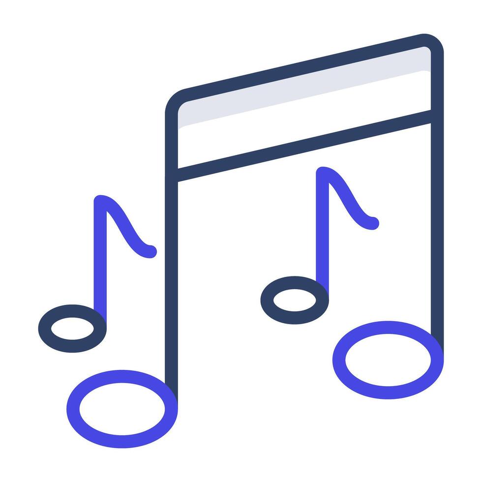 muziek- notities, liedje, melodie of afstemmen vlak vector icoon voor musical apps en websites