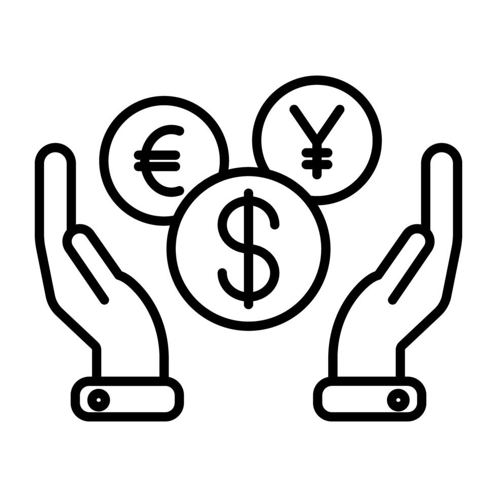 een lineair ontwerp, icoon van Internationale valuta's vector