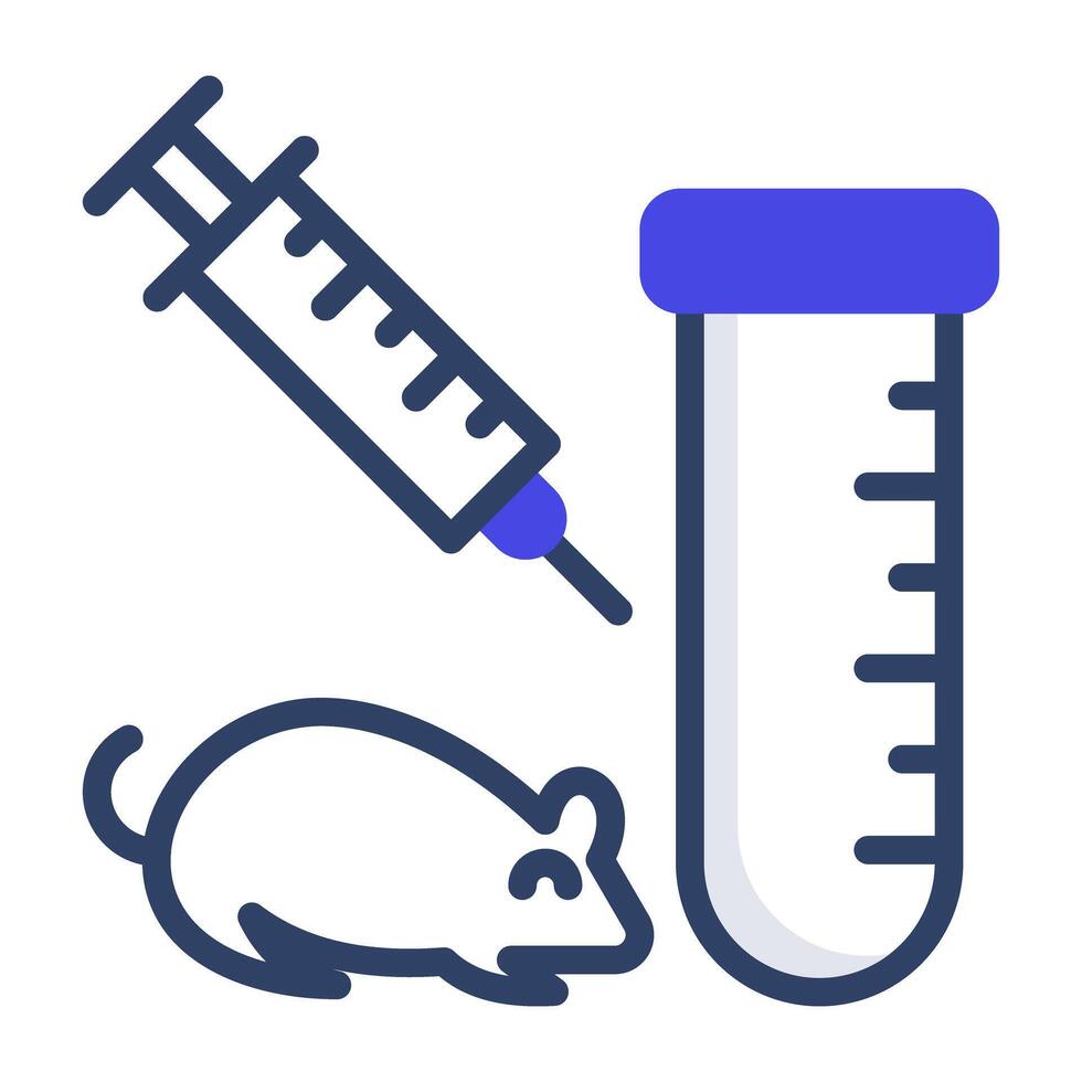 Rat met injectie en buis, vlak ontwerp van muis test vector