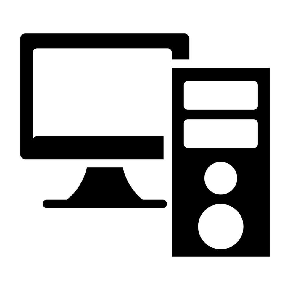scherm met processor, icoon van persoonlijk computer vector