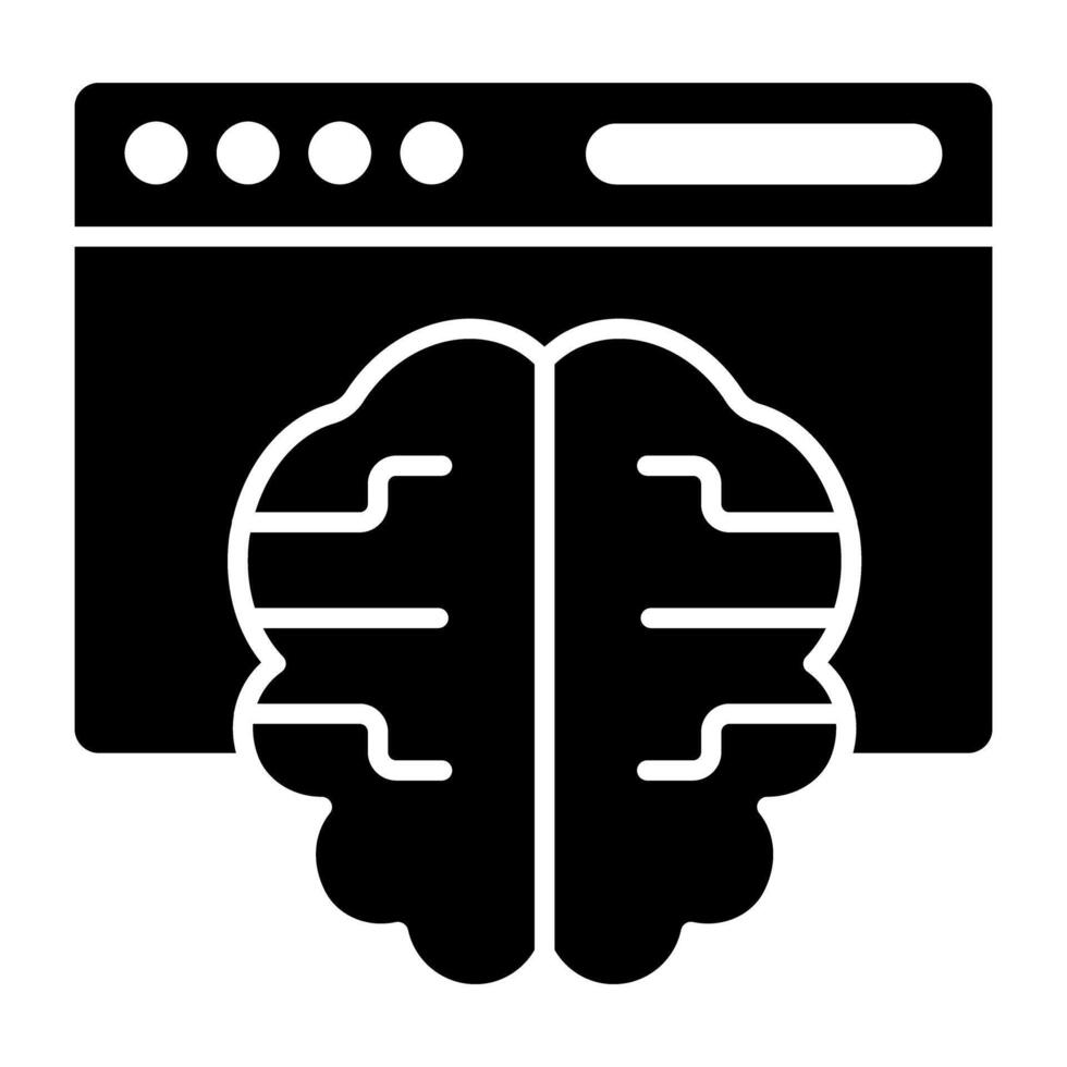 een glyph ontwerp, icoon van online hersenen vector