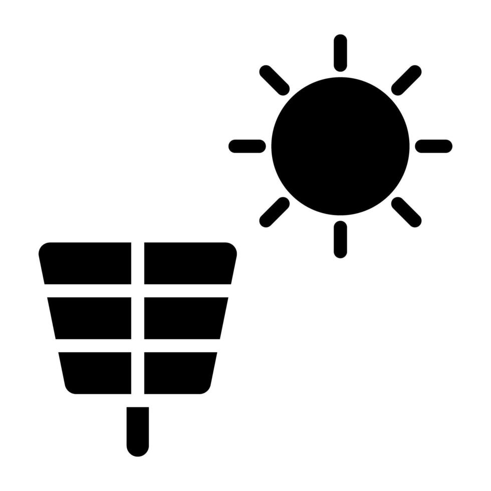 zonneschijn met bord, concept van zonne- paneel icoon vector