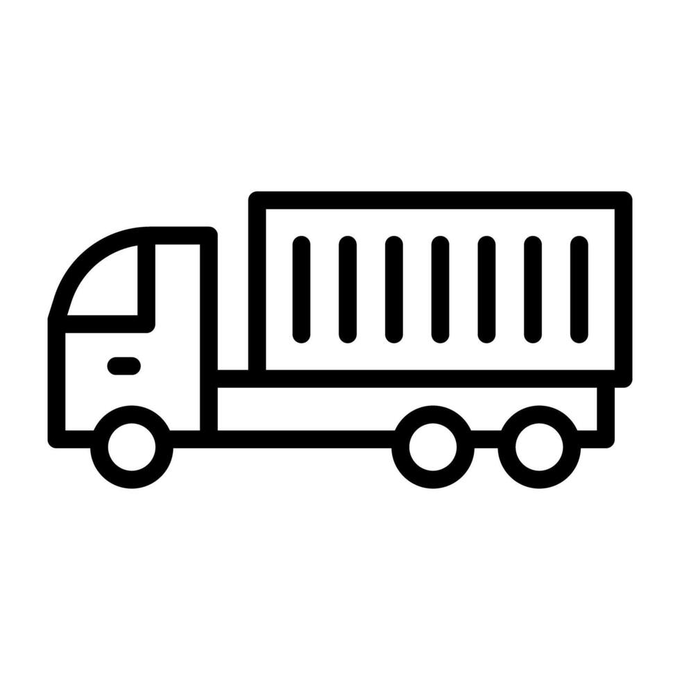 lading vrachtauto hebben pakket Aan het, goederen levering busje lineair bewerkbare beroerte vector