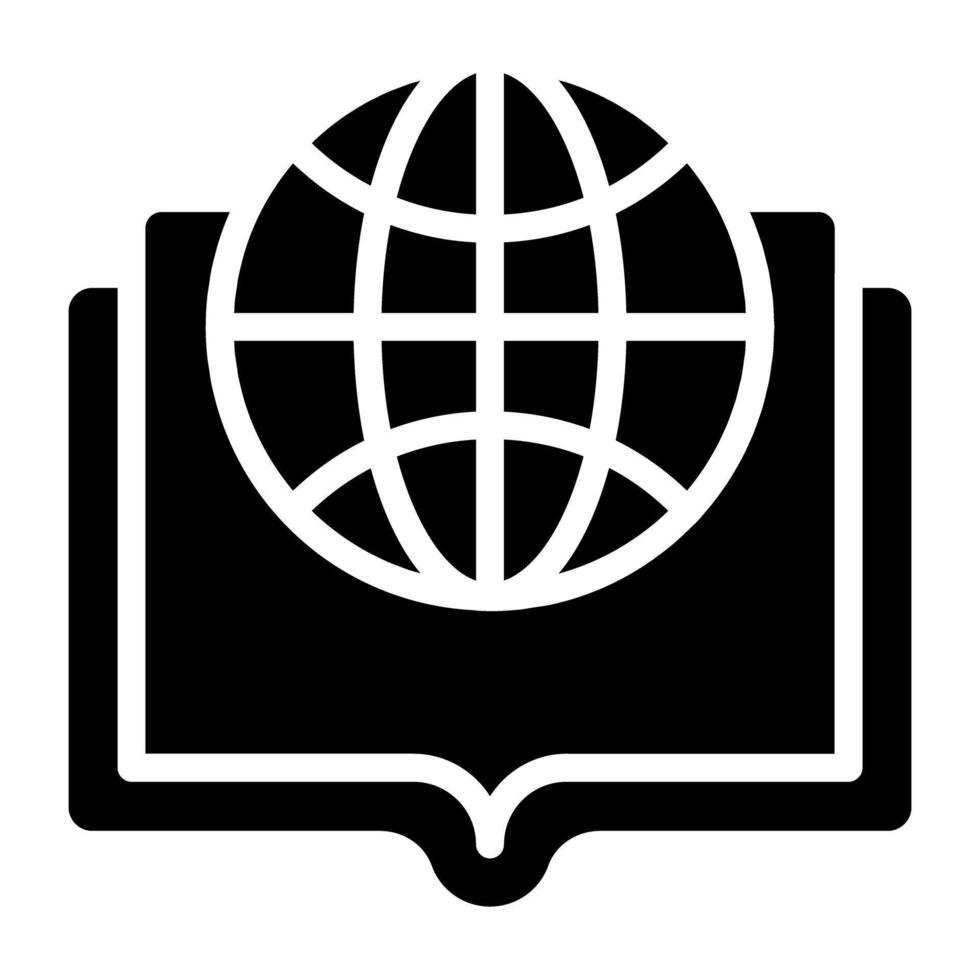 wereldbol met boek, globaal studie icoon vector