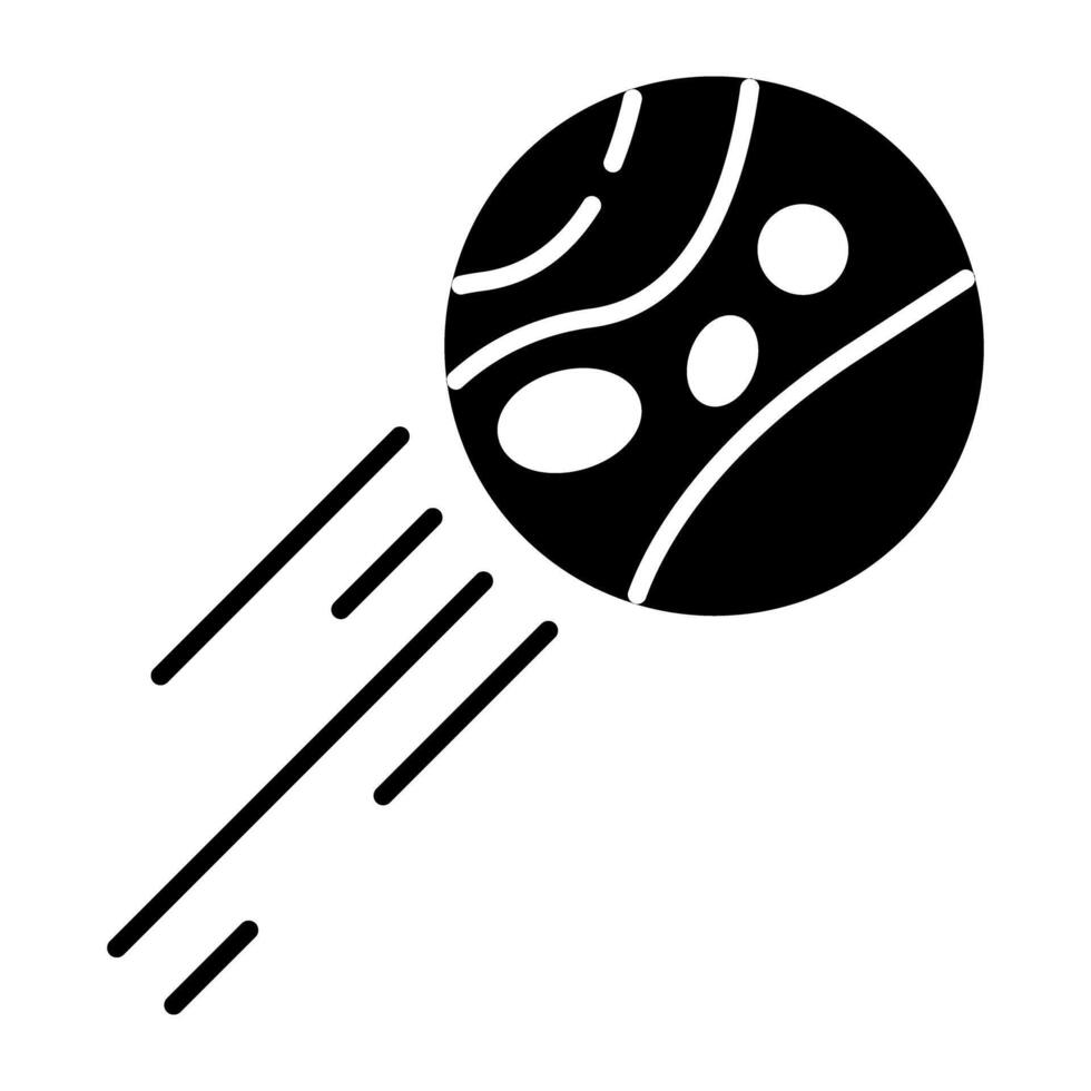 een glyph ontwerp, icoon van vallend planeet vector