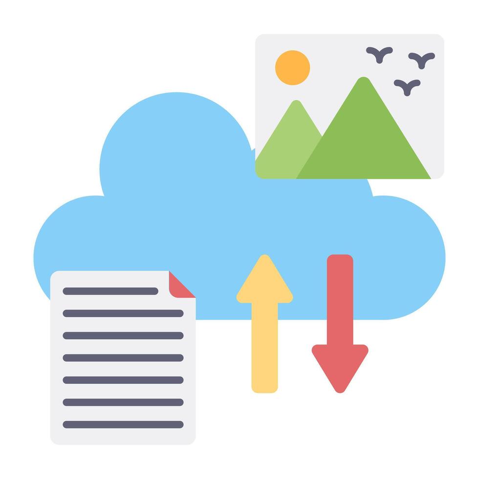 het dossier met inhoud, concept van wolk gegevens overdracht vector
