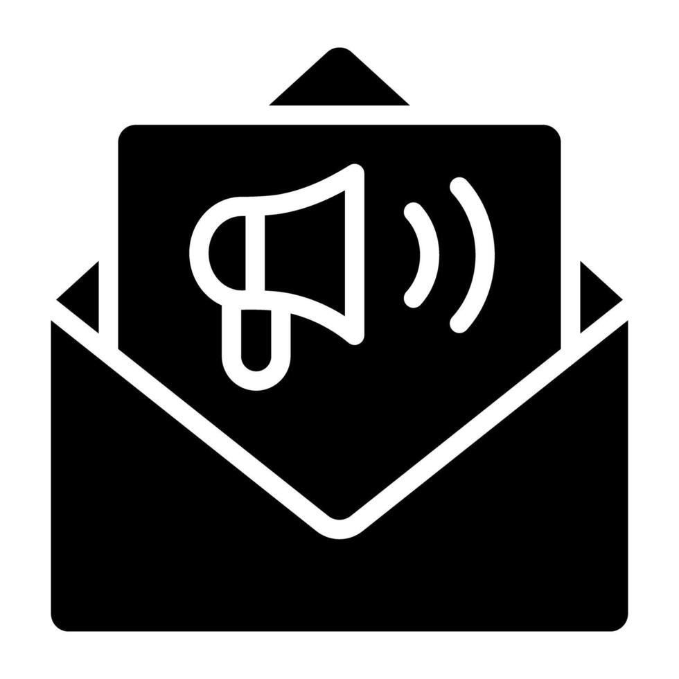 megafoon met envelop, icoon van e-mail afzet vector