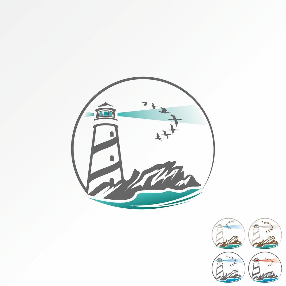 logo ontwerp grafisch concept creatief premie abstract teken icoon vector voorraad huis gebouw licht huis stralen en vogelstand verwant Golf strand eiland matroos