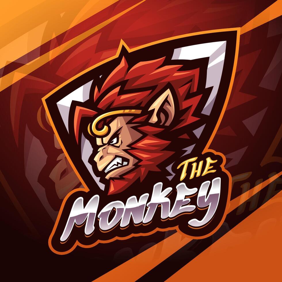 de aap koning hoofd esport mascotte logo ontwerp vector