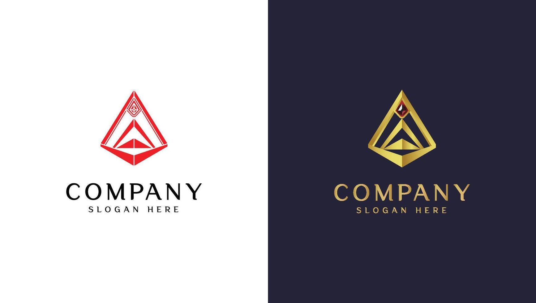 de piramide logo is versierd met diamanten vector