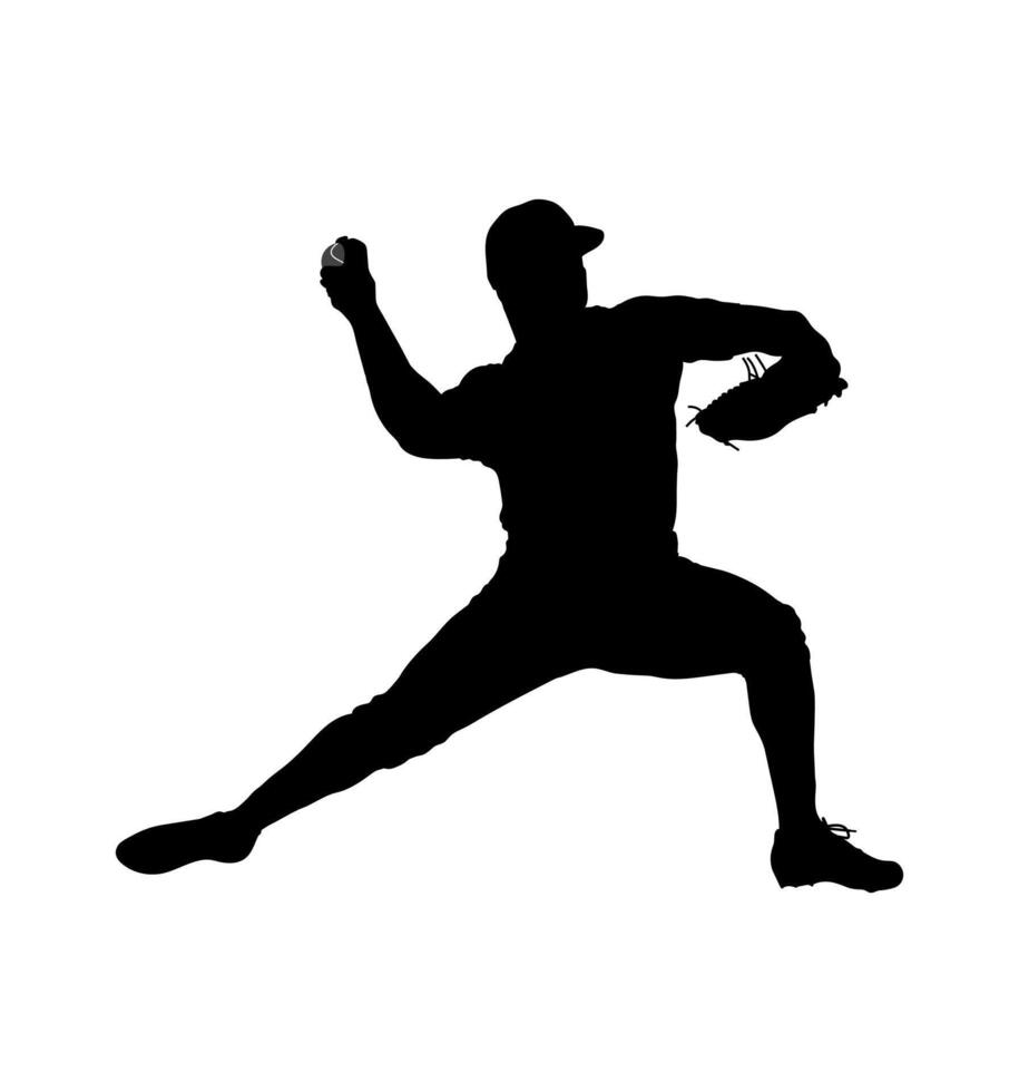 basketbal speler silhouet vector illustraties, honkbal speler gedetailleerd silhouetten