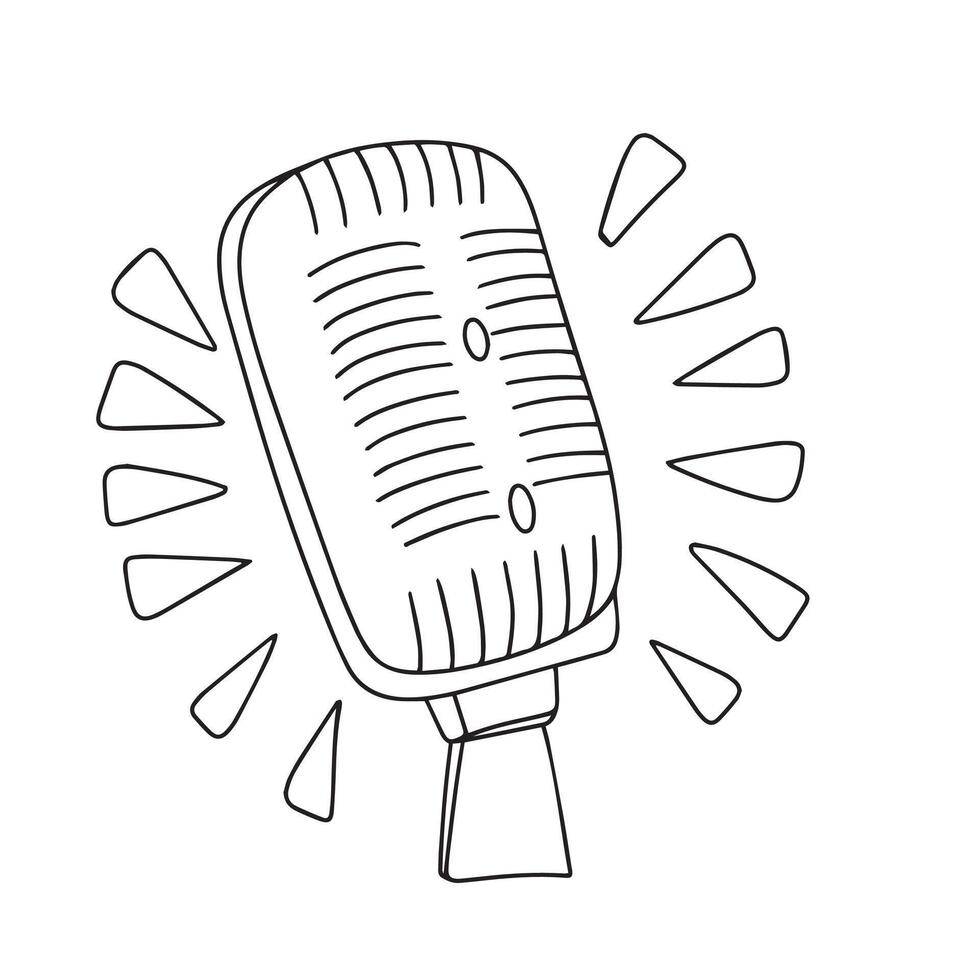 schets microfoon in tekening stijl. hand- getrokken vector kunst.
