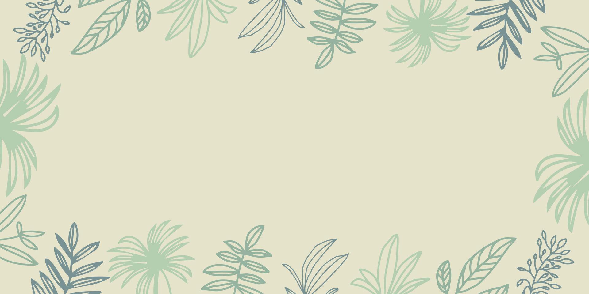 abstract botanisch blad en bloemen kader hand- getrokken illustratie in schets ontwerp stijl voor poster en afdrukken sjabloon vector