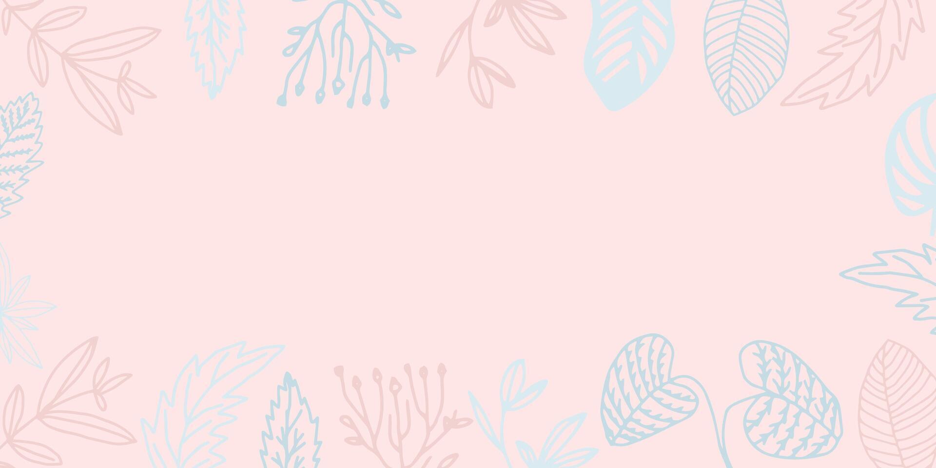 abstract botanisch blad en bloemen kader hand- getrokken illustratie in schets ontwerp stijl voor poster en afdrukken sjabloon vector