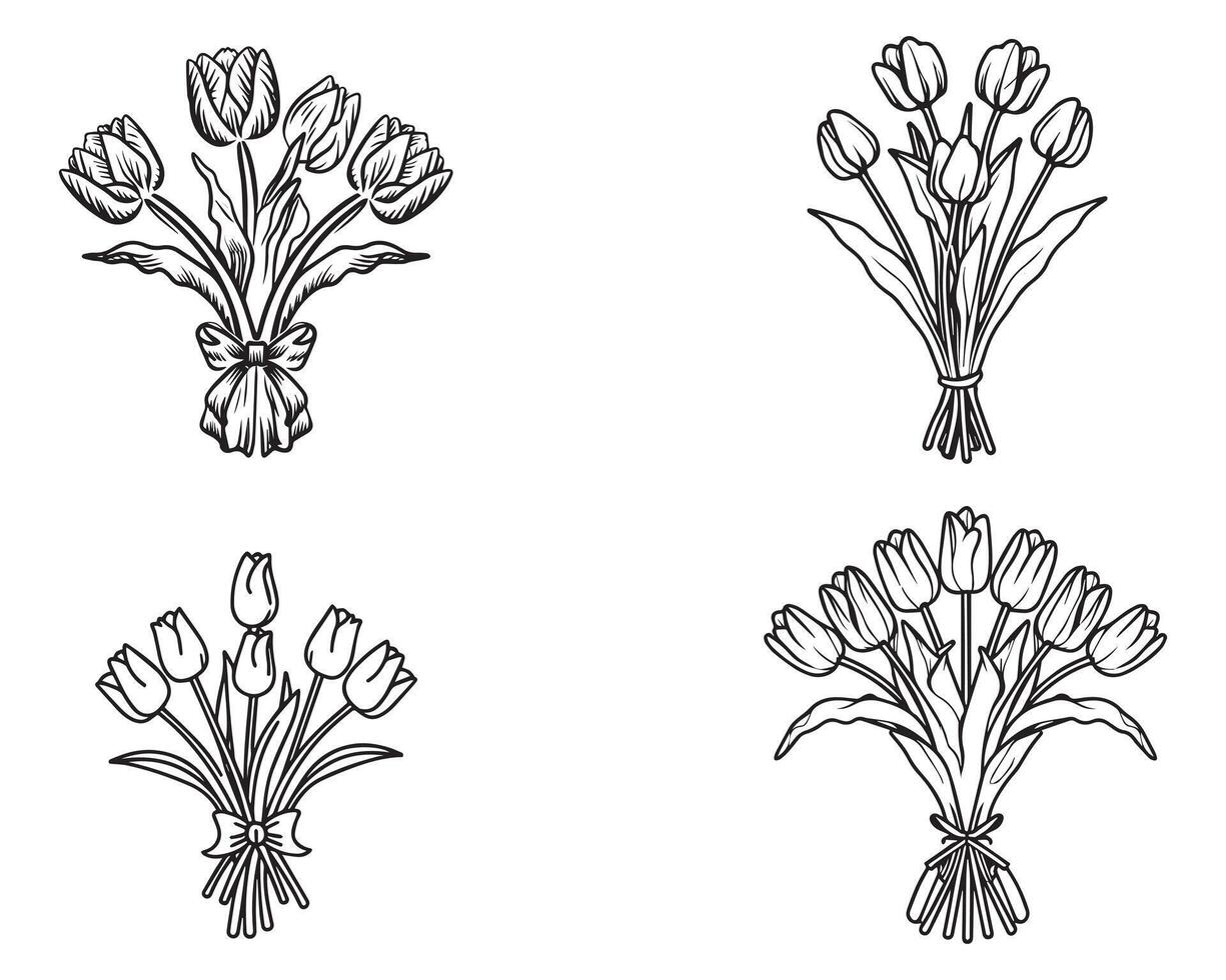 tulp bloem tekening vector icoon Aan wit achtergrond illustratie