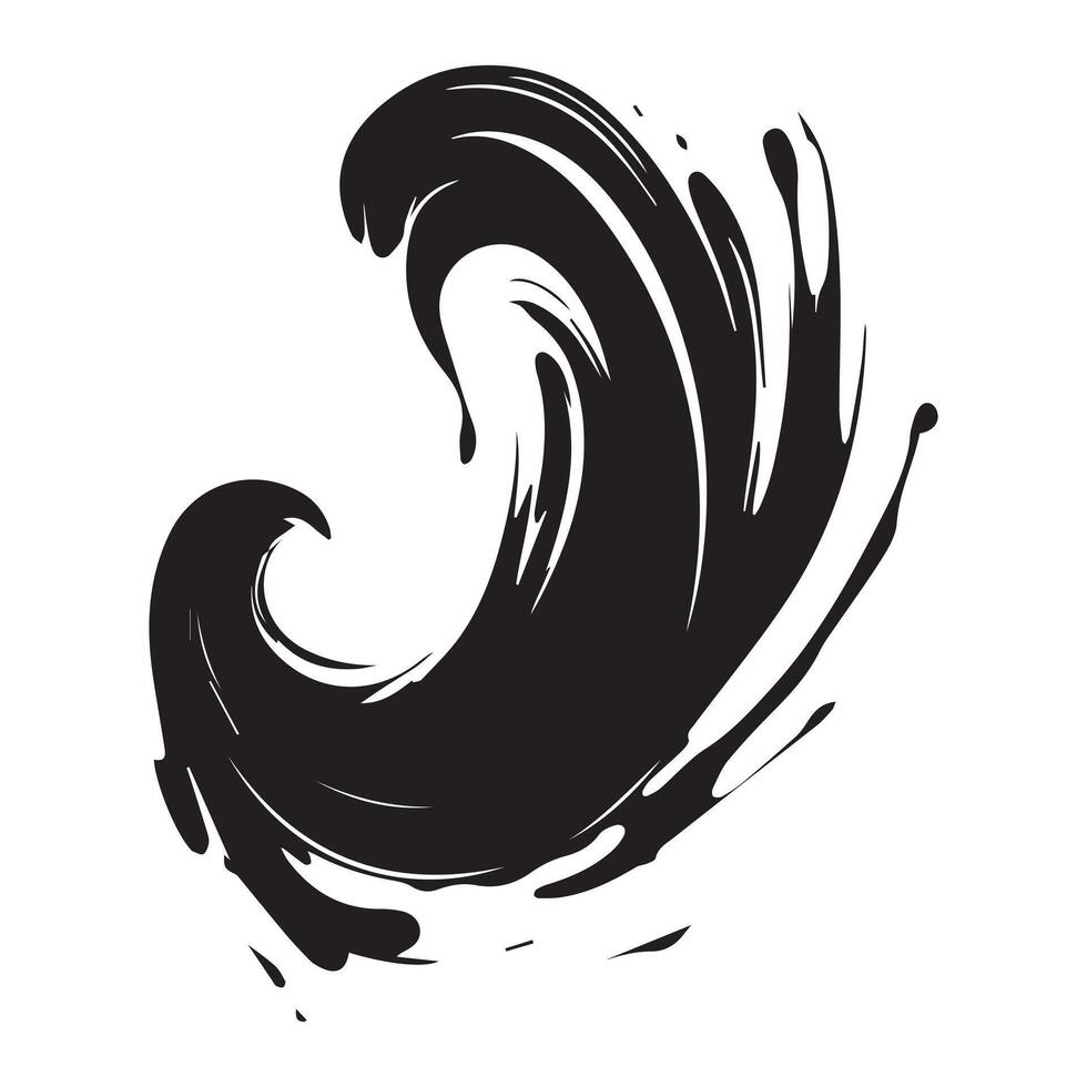borstel beroerte verf zwart Aan een wit abstract achtergrond, vector illustratie.