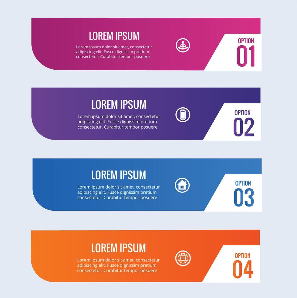 vector infographic ontwerpsjabloon met 4 opties of stappen