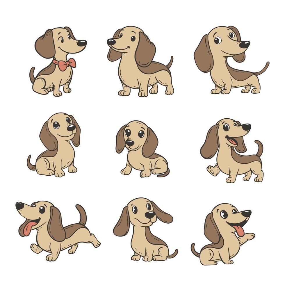 hond puppy teckel tekening tekenfilm illustratie vector