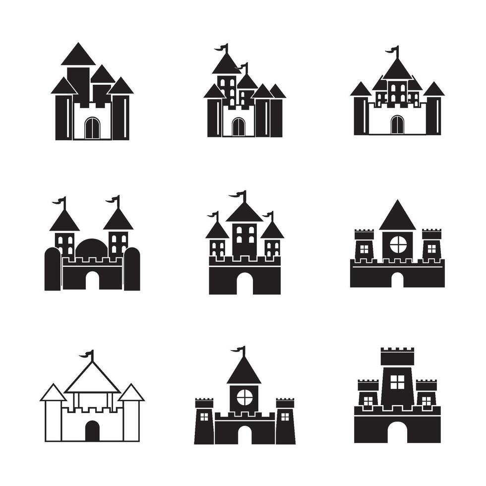 kasteel icoon logo vector ontwerp sjabloon