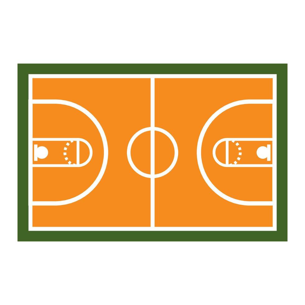 basketbal rechtbank icoon logo vector ontwerp sjabloon