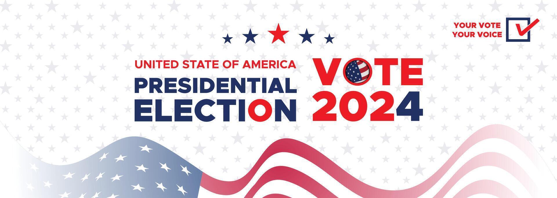 presidentieel verkiezing dag in de Verenigde staten. stemmen 2024. verkiezing 2024 Verenigde Staten van Amerika. politiek verkiezing campagne spandoek. achtergrond, na, banier, kaart, en poster ontwerp met stemmen dag Aan november 5 ons vector