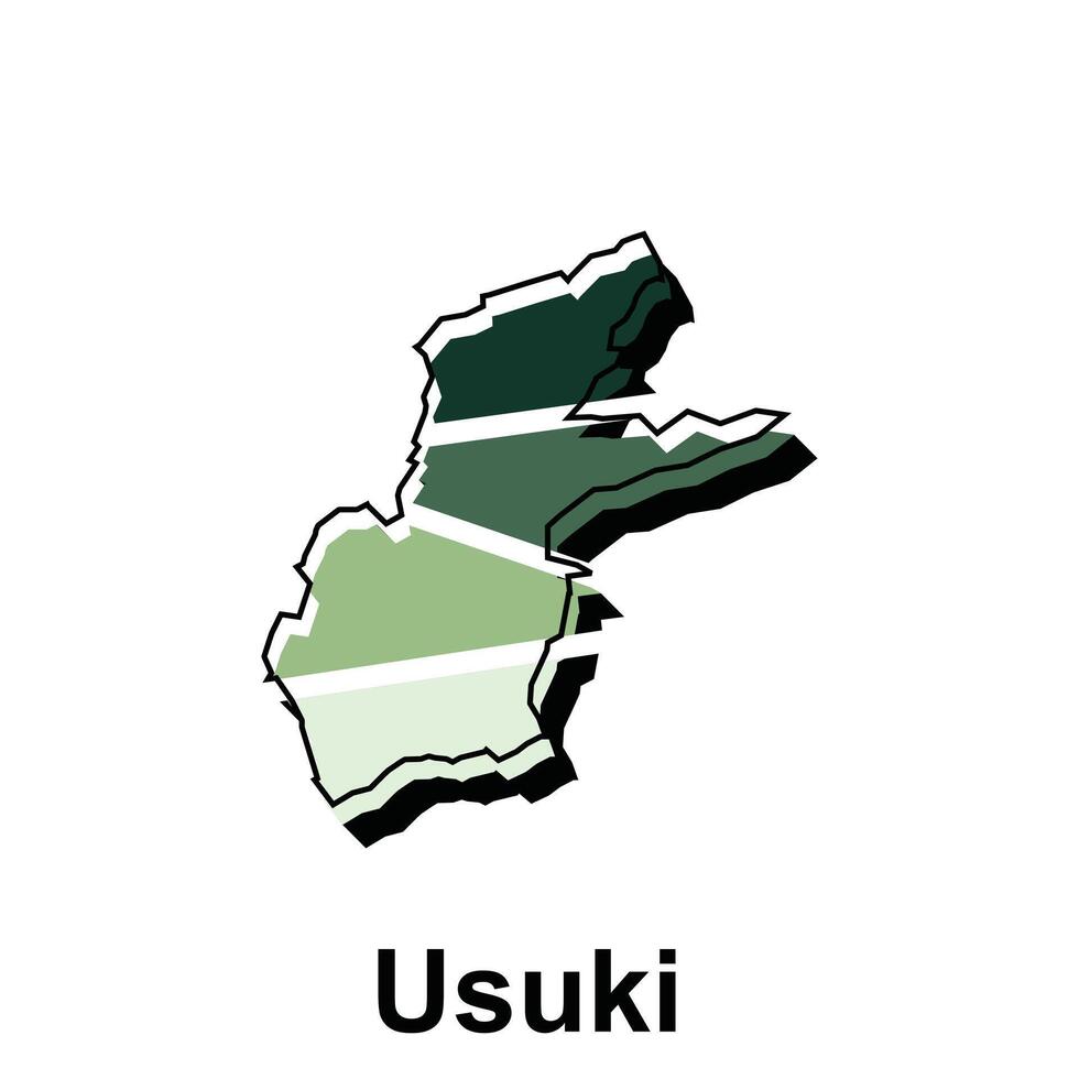 kaart van usuki stad kaart illustratie met schets ontwerp sjabloon Aan wit achtergrondpp vector