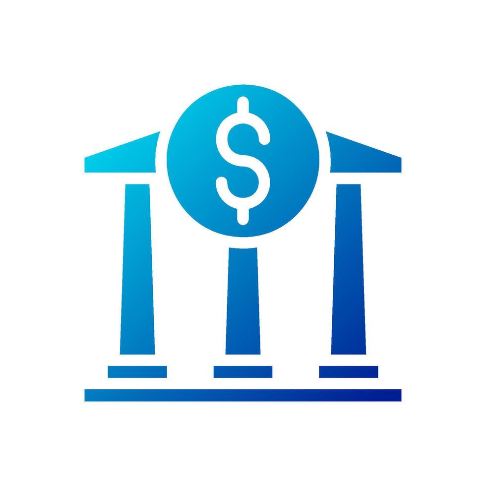 bank icoon solide helling blauw bedrijf symbool illustratie. vector