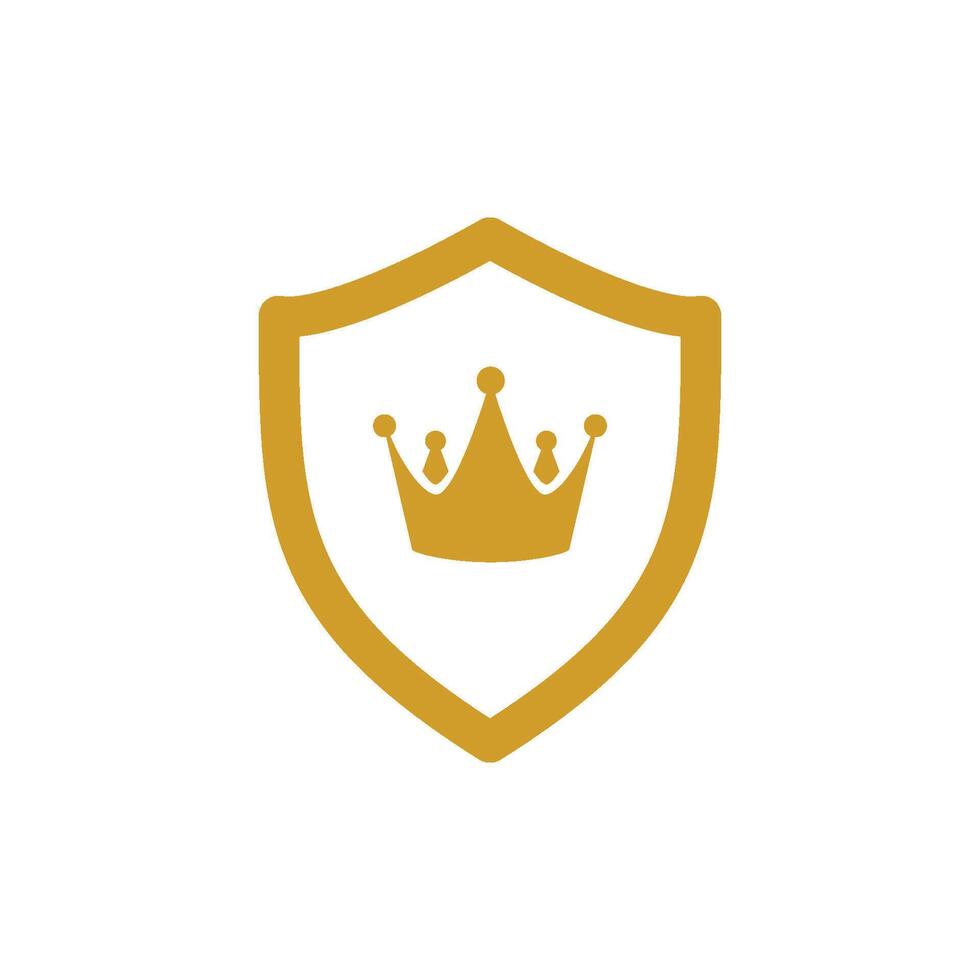 goud schild en koning icoon vector ontwerp sjabloon