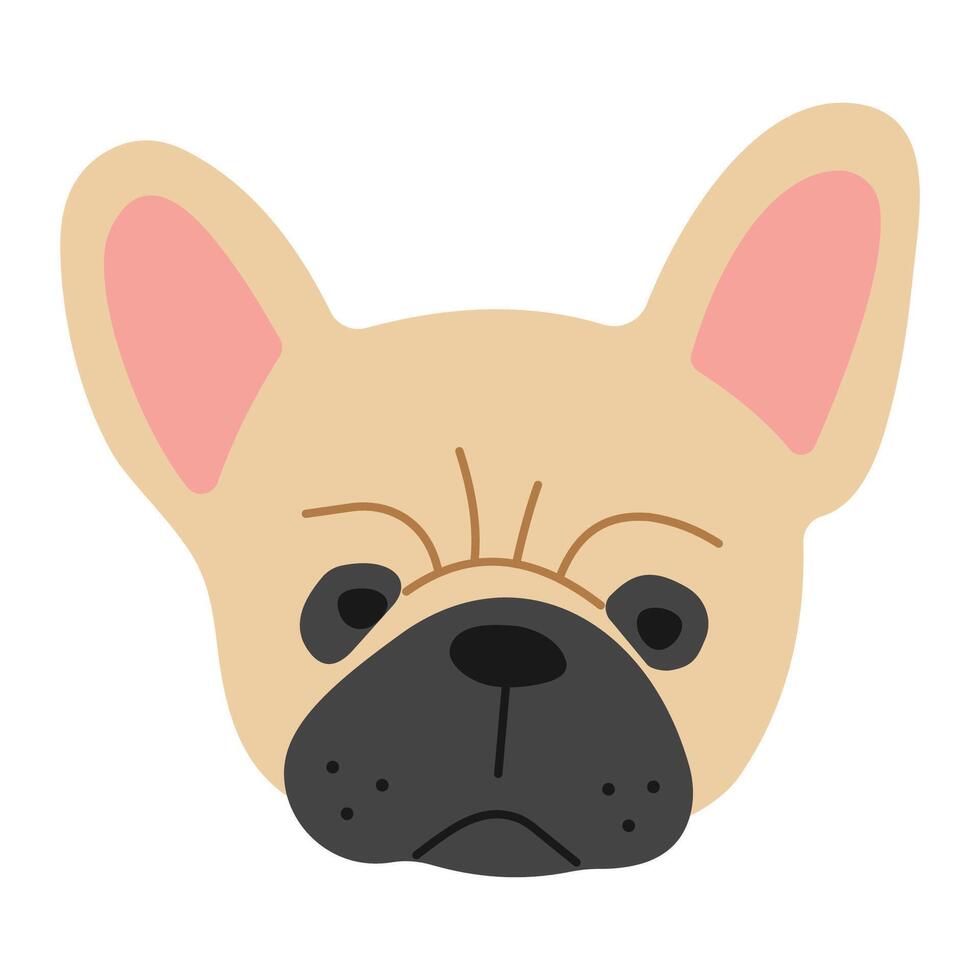 Frans bulldog hoofd 1 schattig Aan een wit achtergrond, vector illustratie.