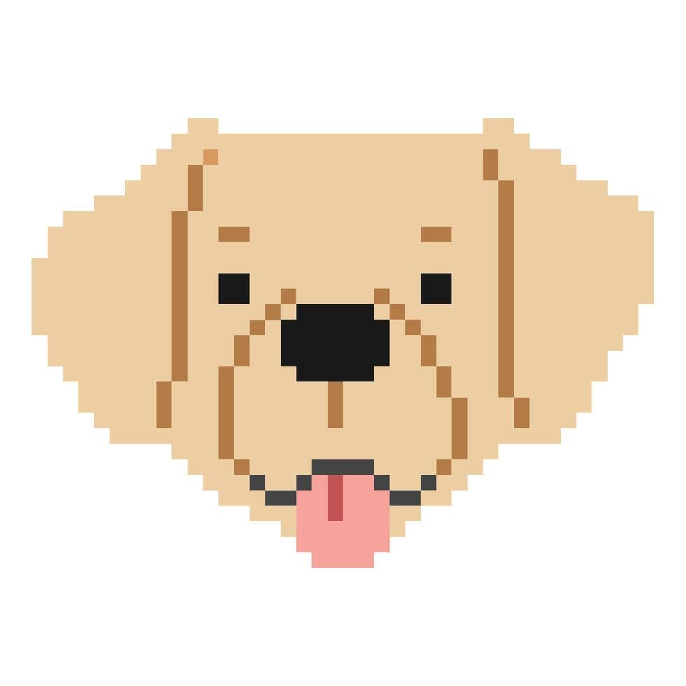 gouden retriever hoofd pixel 1 schattig Aan een wit achtergrond, vector illustratie.