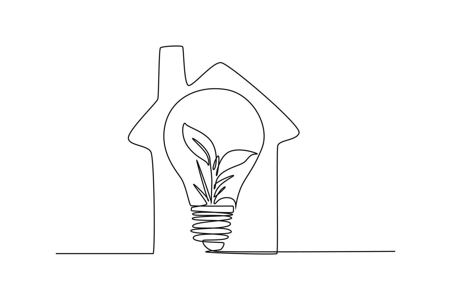 doorlopend een lijn tekening duurzame huis concept. tekening vector illustratie.
