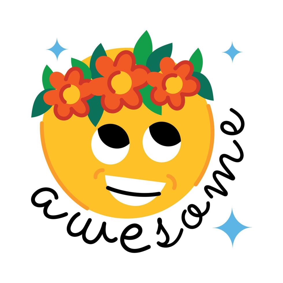 modieus bloemen emoji vector