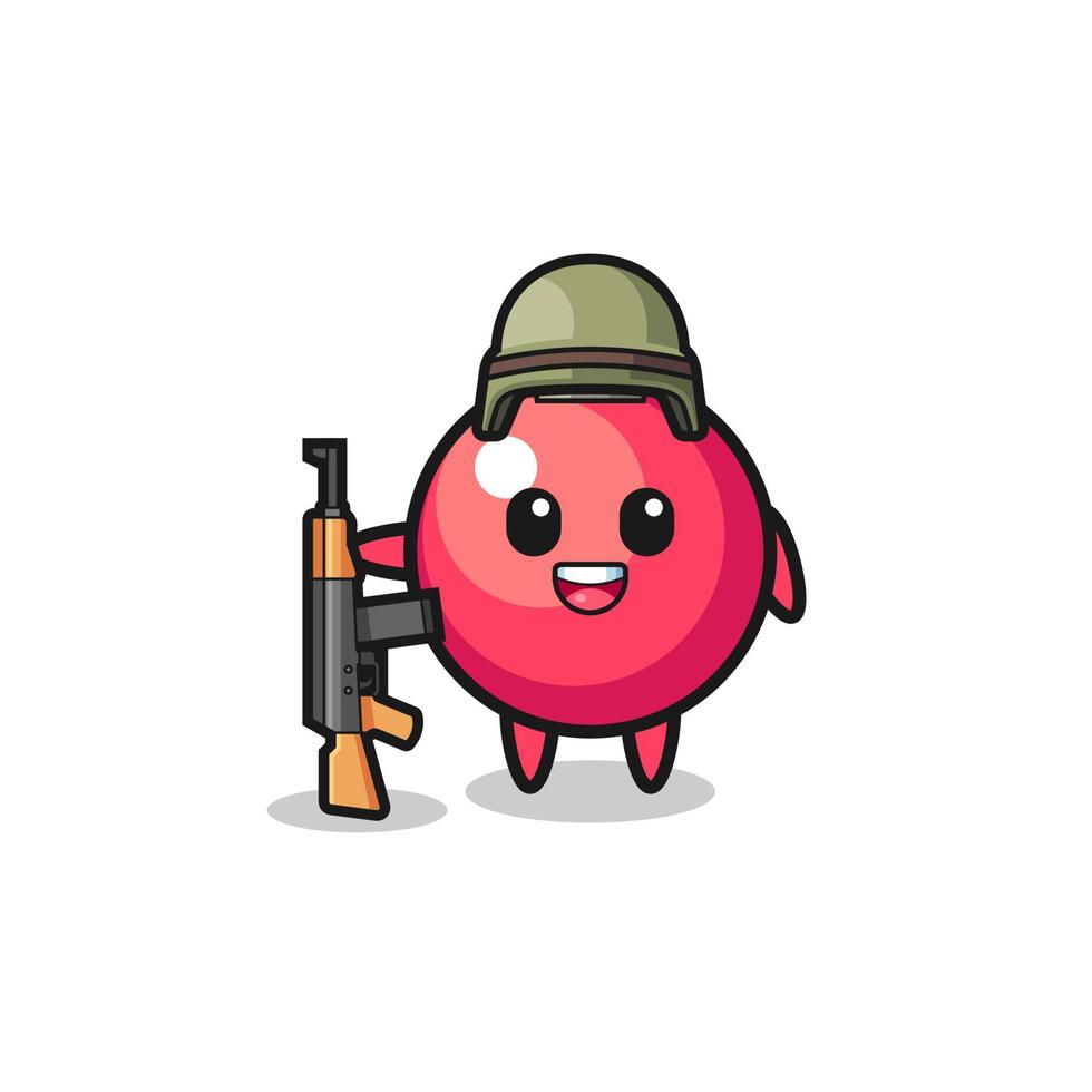 schattige cranberry-mascotte als soldaat vector