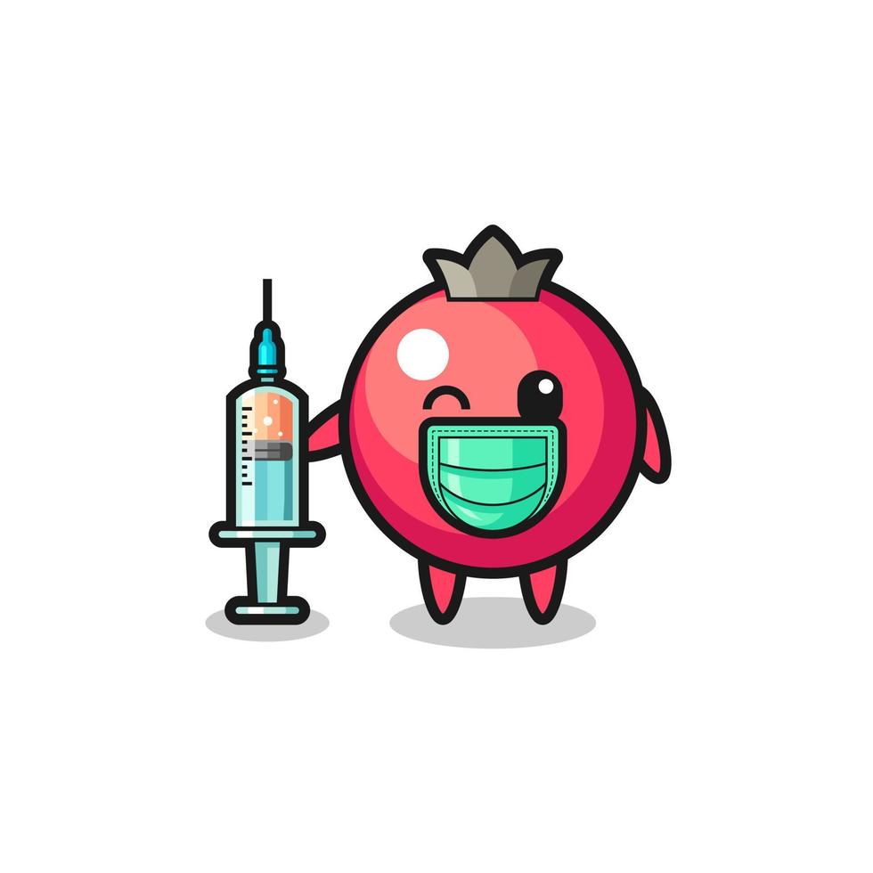 cranberry-mascotte als vaccinateur vector