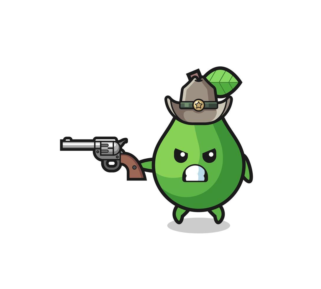 de avocado-cowboy die met een pistool schiet vector