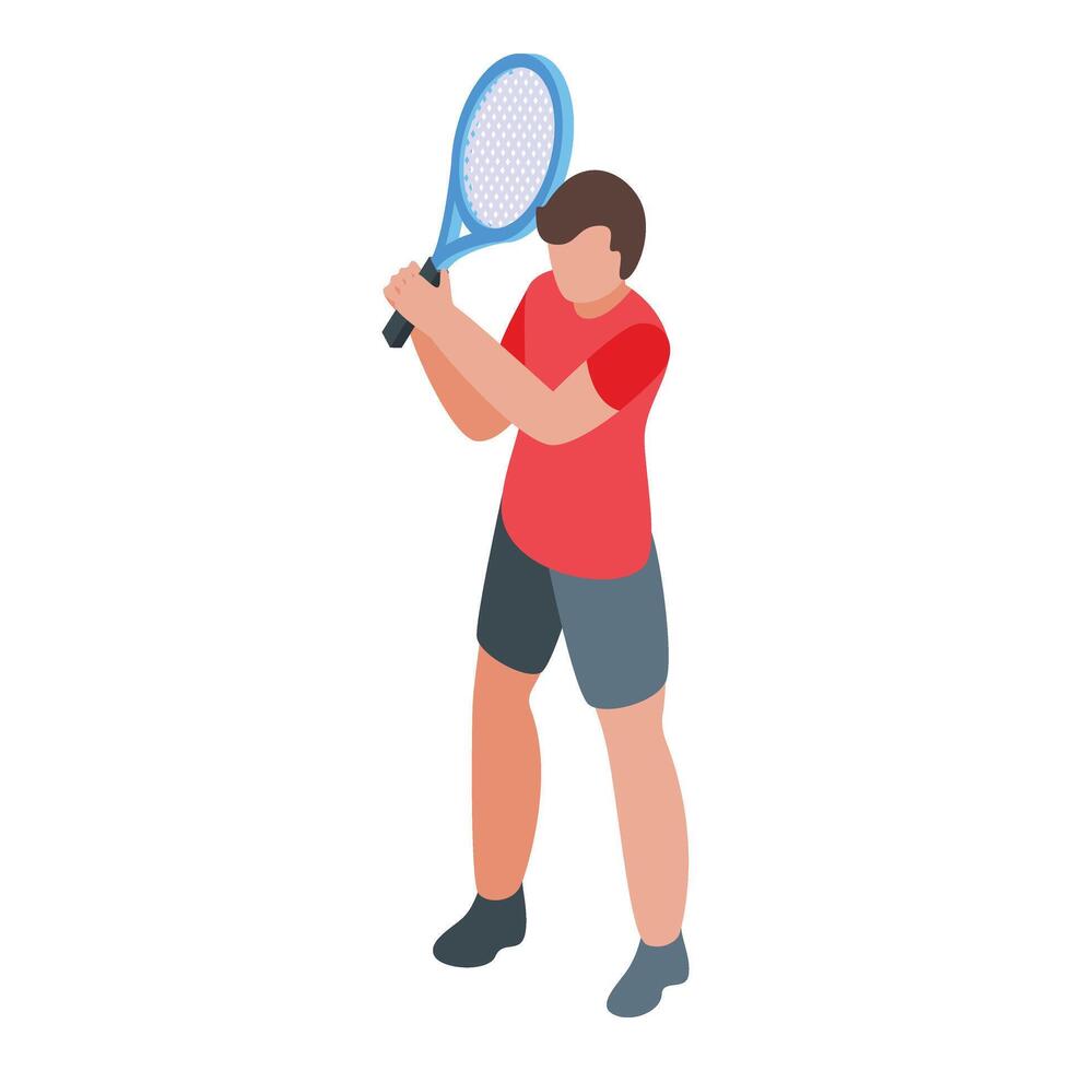 tennis speler icoon isometrische vector. sport school- vector