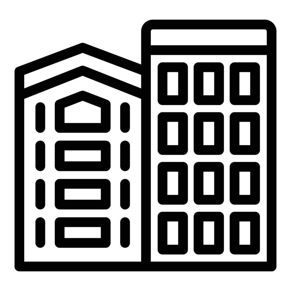Amsterdam versmallen huizen icoon schets vector. gebouw met puntgevel voorgevel vector